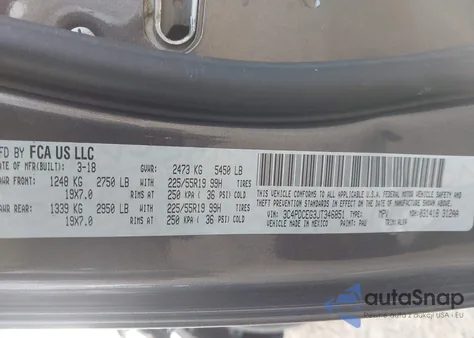 2018 Dodge Journey Gt from USA, damaged, VIN 3C4PDCEG3JT346851